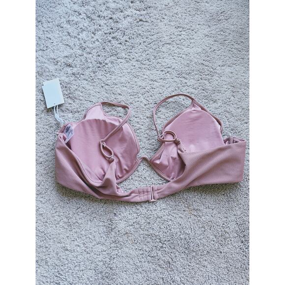 NWT Good American Ribbed Bikini Top Desert Rose Pink Mauve 3XL Plus Size Swim - Picture 4 of 8